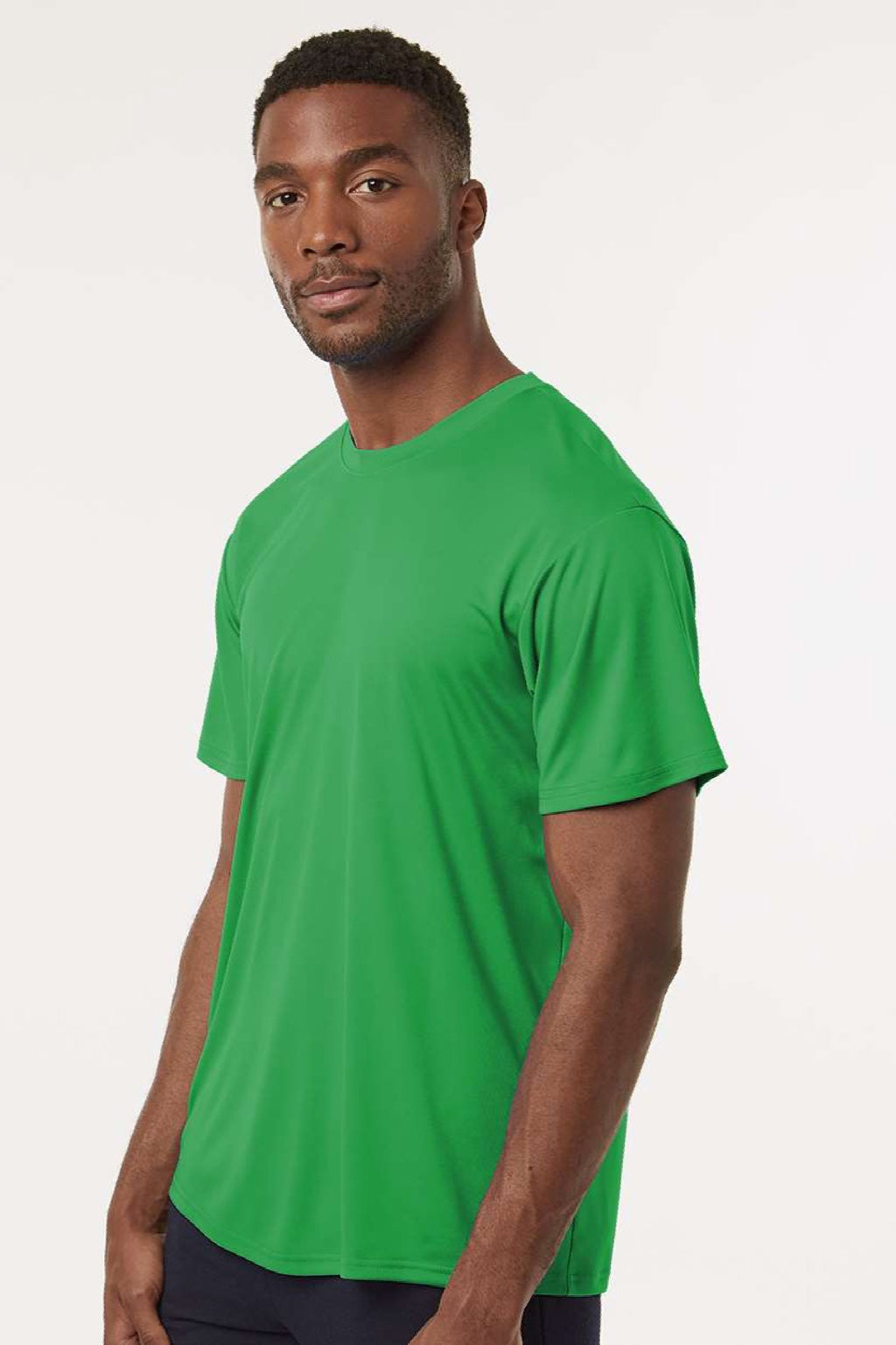 AllPro 48000 Mens Pro Lock Performance Short Sleeve Crewneck T-Shirt Kelly Green Model Side