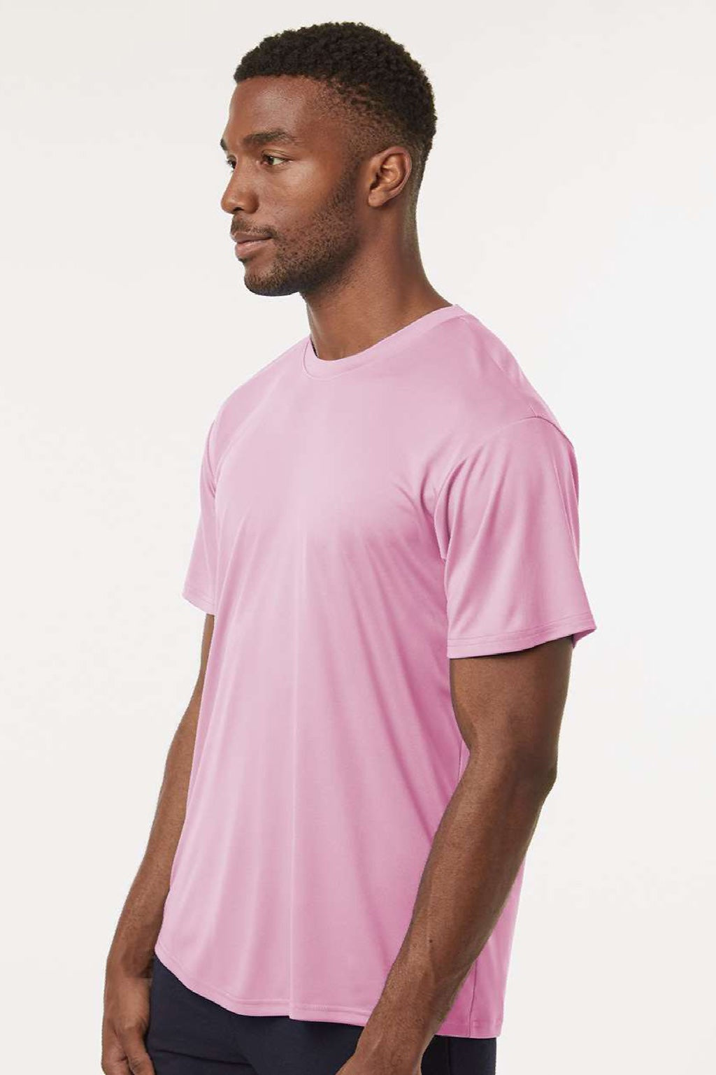 AllPro 48000 Mens Pro Lock Performance Short Sleeve Crewneck T-Shirt Light Pink Model Side