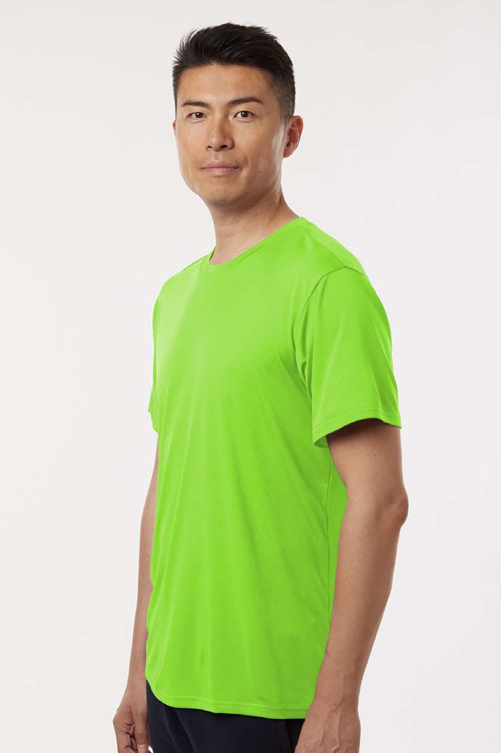 AllPro 48000 Mens Pro Lock Performance Short Sleeve Crewneck T-Shirt Lime Green Model Side
