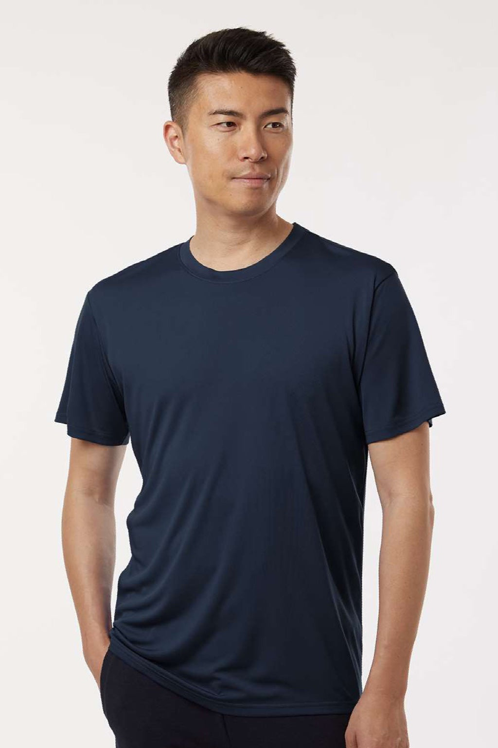 AllPro 48000 Mens Pro Lock Performance Short Sleeve Crewneck T-Shirt Navy Blue Model Front