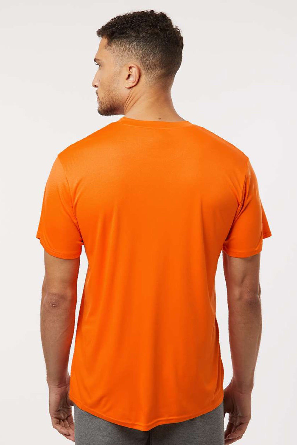 AllPro 48000 Mens Pro Lock Performance Short Sleeve Crewneck T-Shirt Neon Orange Model Back