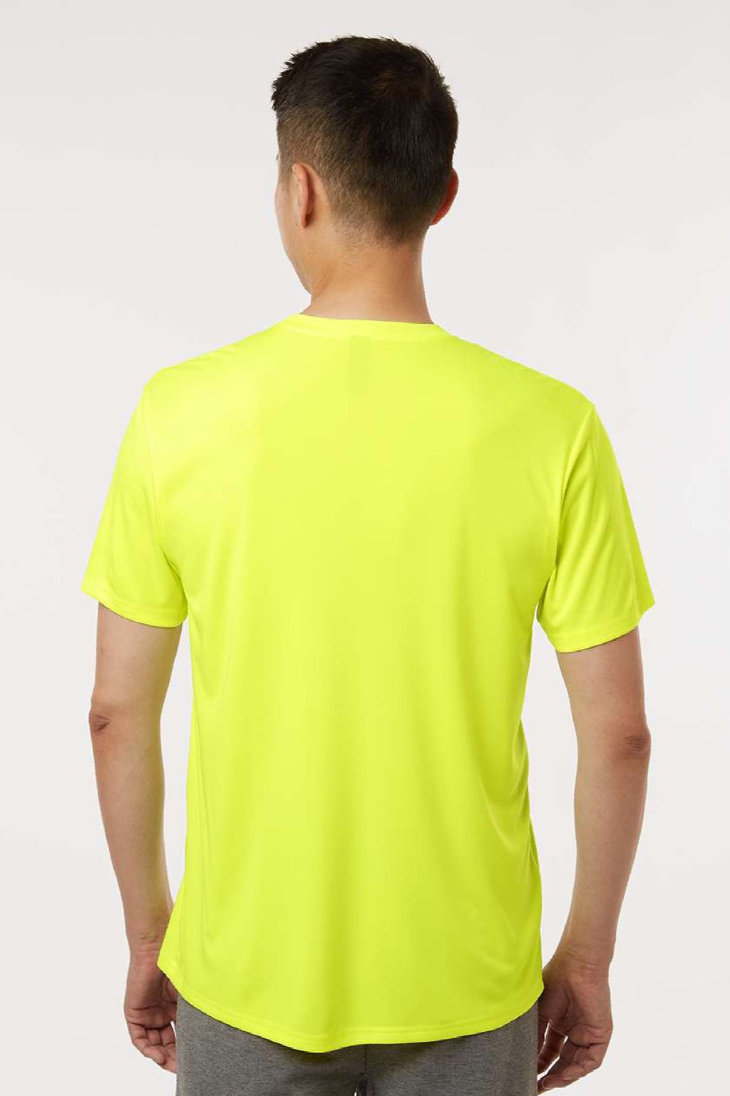 AllPro 48000 Mens Pro Lock Performance Short Sleeve Crewneck T-Shirt Neon Yellow Model Back
