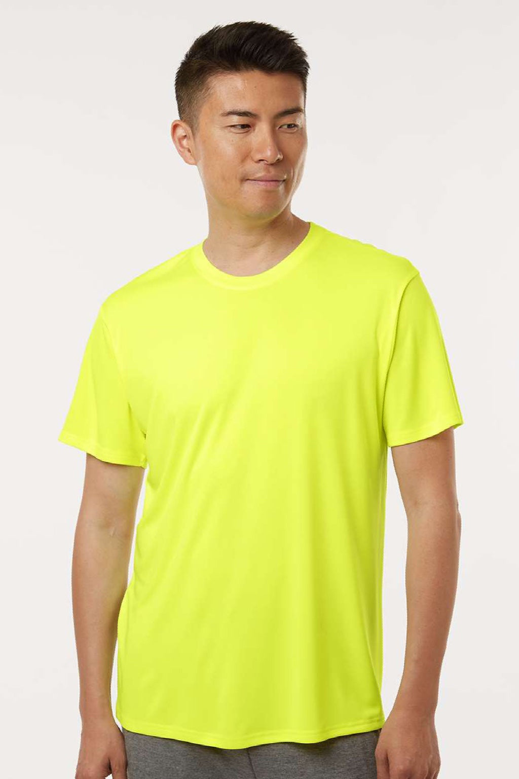 AllPro 48000 Mens Pro Lock Performance Short Sleeve Crewneck T-Shirt Neon Yellow Model Front