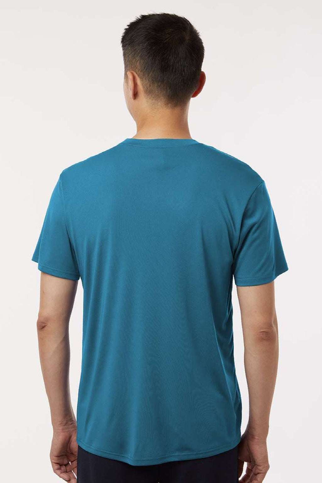 AllPro 48000 Mens Pro Lock Performance Short Sleeve Crewneck T-Shirt Pacific Blue Model Back