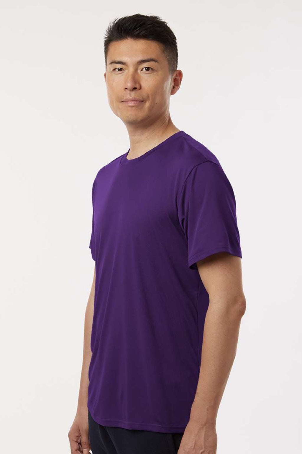 AllPro 48000 Mens Pro Lock Performance Short Sleeve Crewneck T-Shirt Purple Model Side