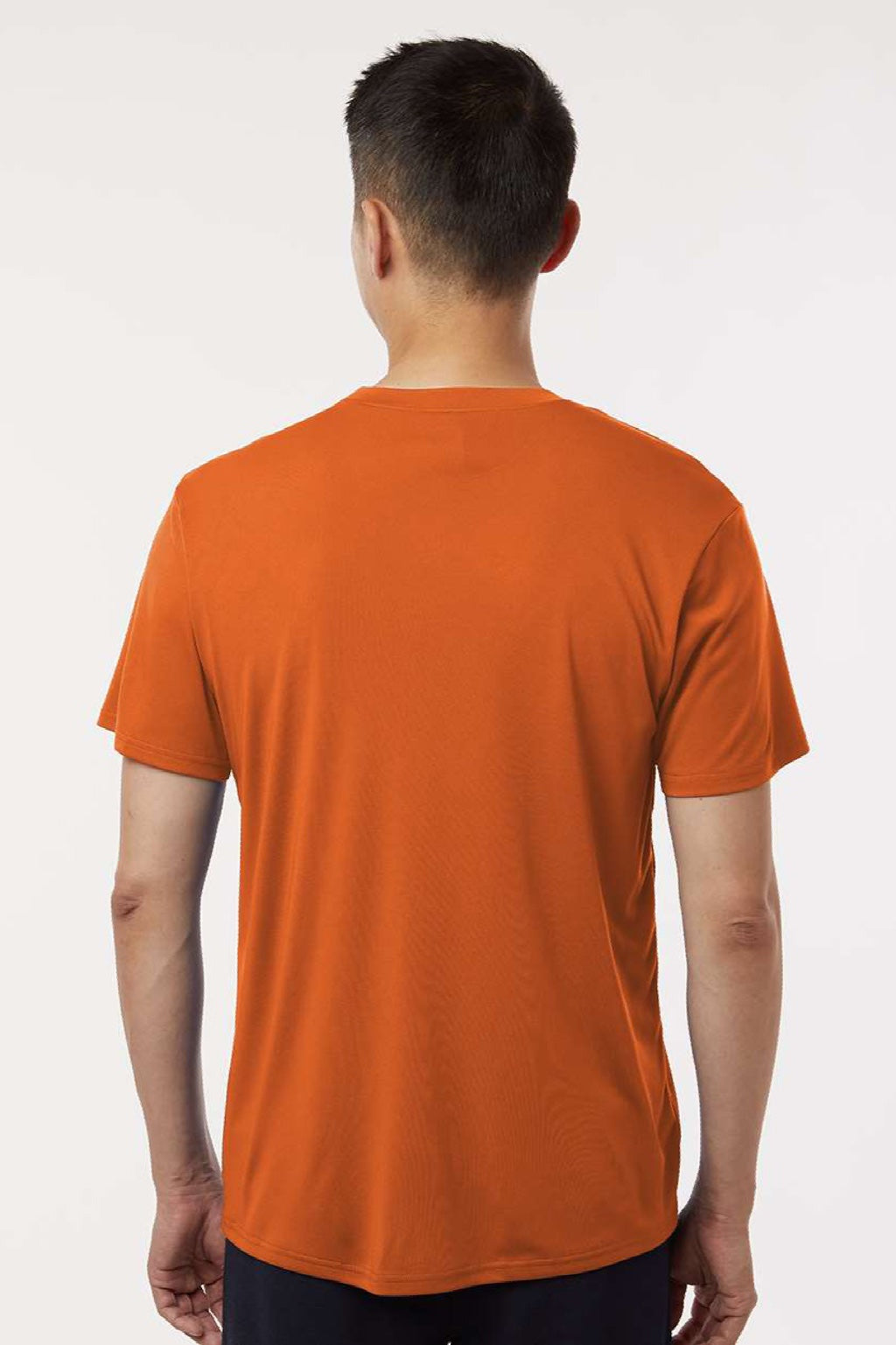 AllPro 48000 Mens Pro Lock Performance Short Sleeve Crewneck T-Shirt Rust Orange Model Back