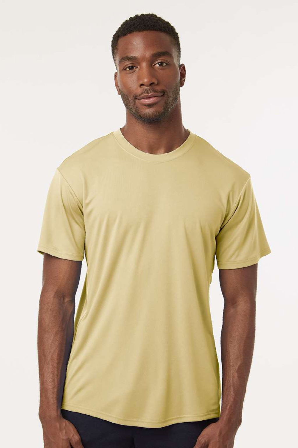 AllPro 48000 Mens Pro Lock Performance Short Sleeve Crewneck T-Shirt Vegas Gold Model Front