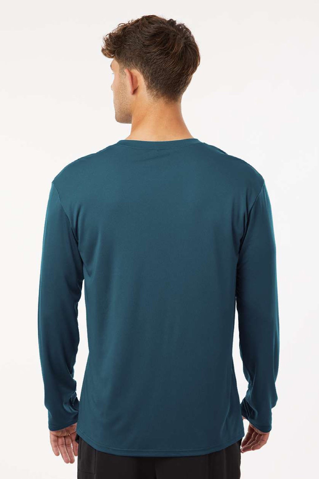 AllPro 48400 Mens Pro Lock Performance Long Sleeve Crewneck T-Shirt Atlantic Blue Model Back