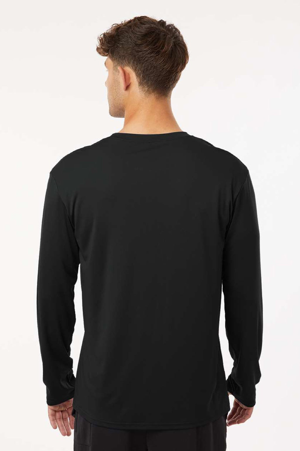 AllPro 48400 Mens Pro Lock Performance Long Sleeve Crewneck T-Shirt Black Model Back