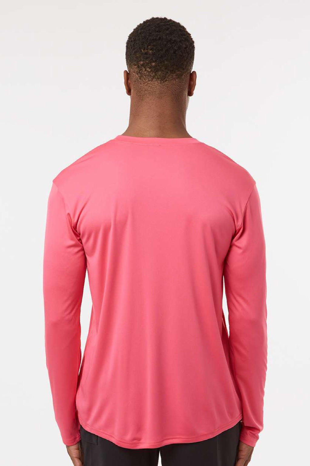 AllPro 48400 Mens Pro Lock Performance Long Sleeve Crewneck T-Shirt Bright Pink Model Back