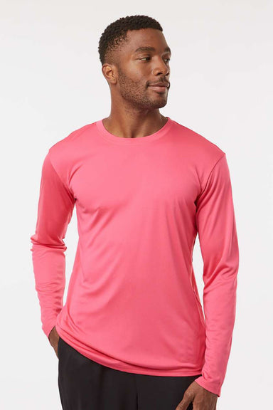 AllPro 48400 Mens Pro Lock Performance Long Sleeve Crewneck T-Shirt Bright Pink Model Front