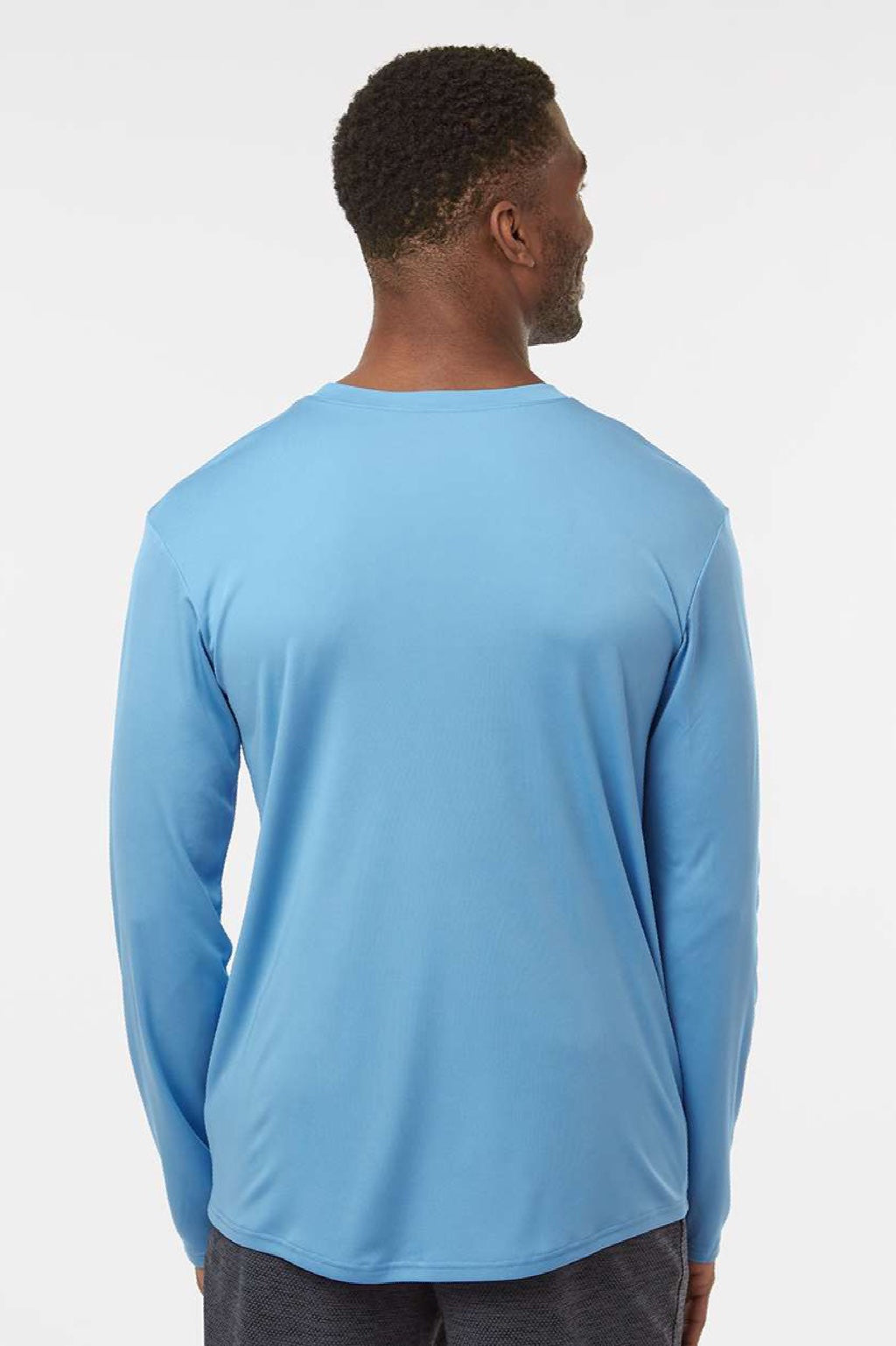 AllPro 48400 Mens Pro Lock Performance Long Sleeve Crewneck T-Shirt Carolina Blue Model Back