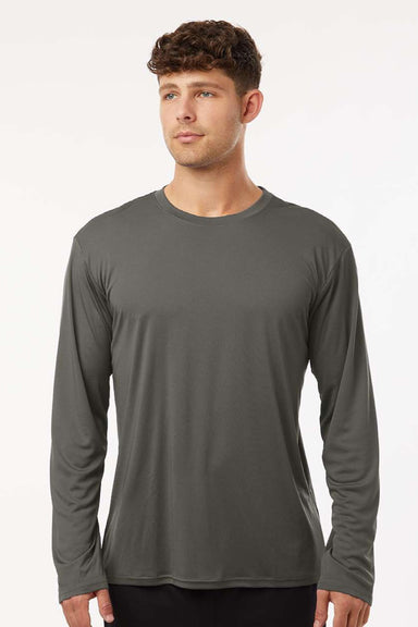 AllPro 48400 Mens Pro Lock Performance Long Sleeve Crewneck T-Shirt Charcoal Grey Model Front