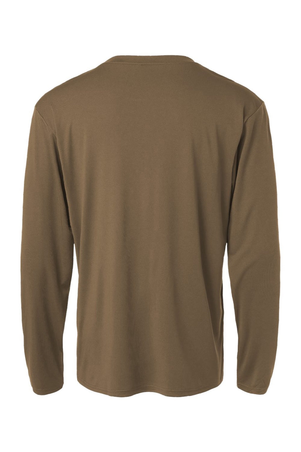 AllPro 48400 Mens Pro Lock Performance Long Sleeve Crewneck T-Shirt Cigar Brown Flat Back