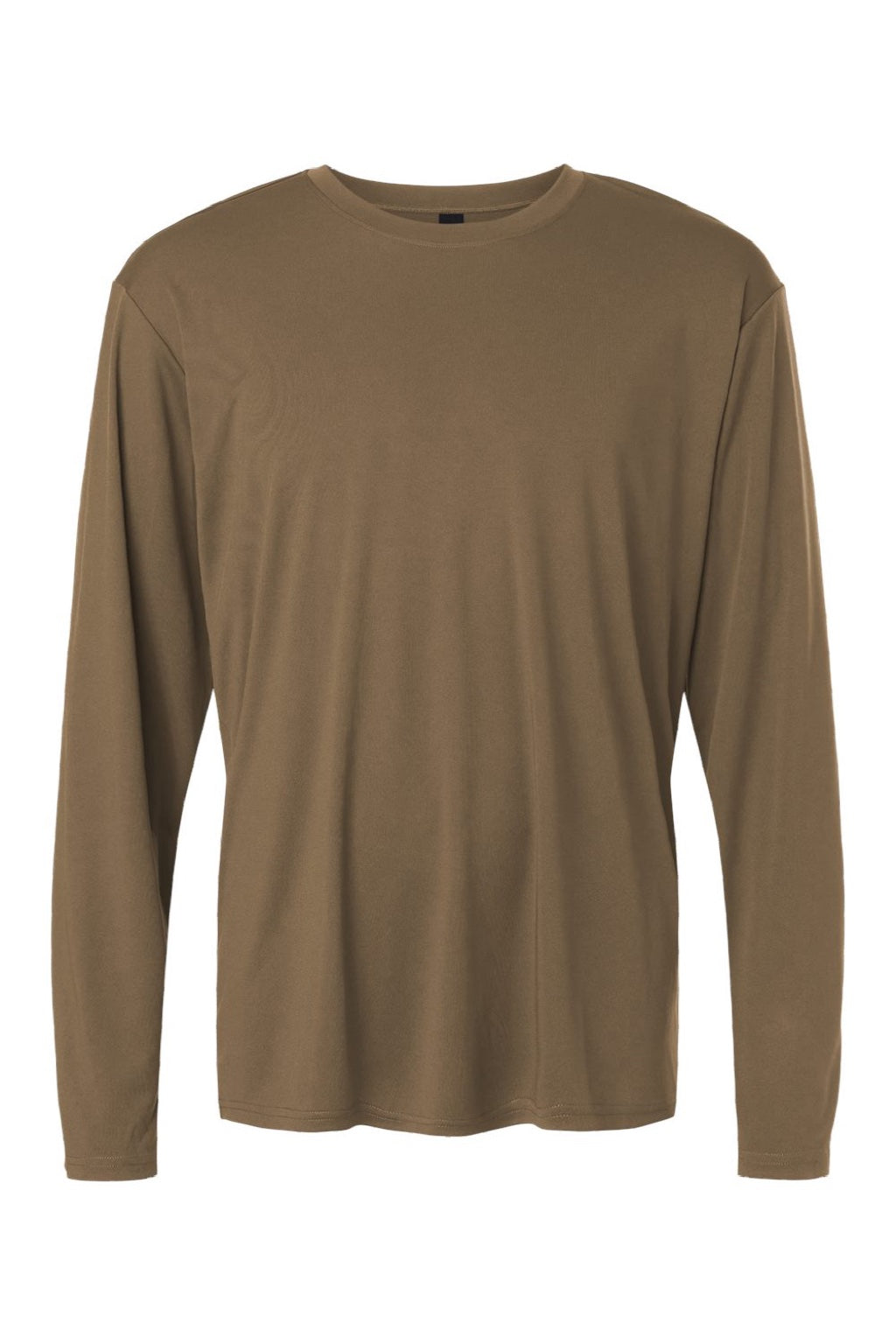 AllPro 48400 Mens Pro Lock Performance Long Sleeve Crewneck T-Shirt Cigar Brown Flat Front