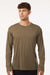 AllPro 48400 Mens Pro Lock Performance Long Sleeve Crewneck T-Shirt Cigar Brown Model Front