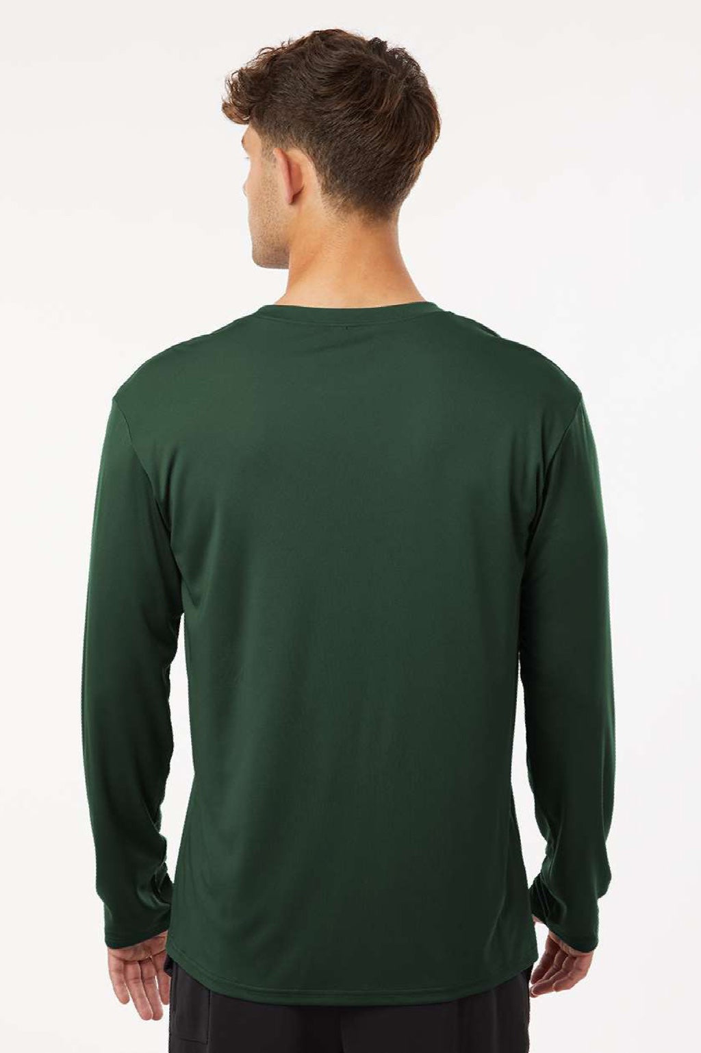 AllPro 48400 Mens Pro Lock Performance Long Sleeve Crewneck T-Shirt Forest Green Model Back