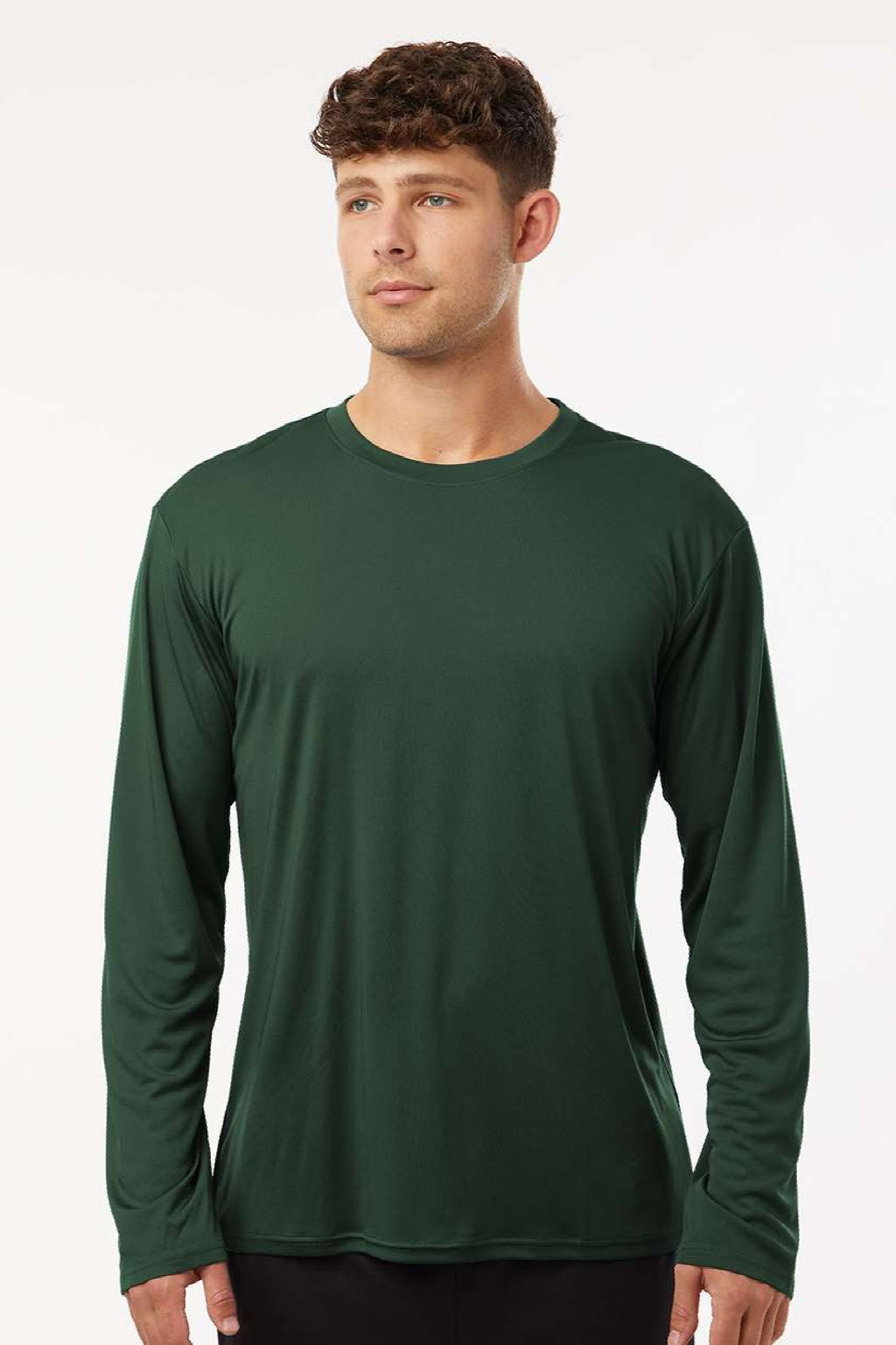 AllPro 48400 Mens Pro Lock Performance Long Sleeve Crewneck T-Shirt Forest Green Model Front