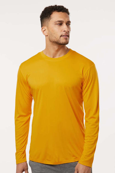 AllPro 48400 Mens Pro Lock Performance Long Sleeve Crewneck T-Shirt Gold Model Front