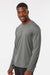 AllPro 48400 Mens Pro Lock Performance Long Sleeve Crewneck T-Shirt Heather Granite Grey Model Side
