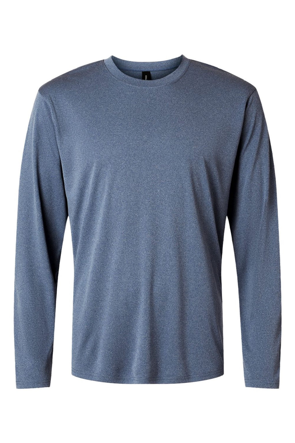 AllPro 48400 Mens Pro Lock Performance Long Sleeve Crewneck T-Shirt Heather Navy Blue Flat Front
