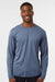AllPro 48400 Mens Pro Lock Performance Long Sleeve Crewneck T-Shirt Heather Navy Blue Model Front