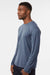 AllPro 48400 Mens Pro Lock Performance Long Sleeve Crewneck T-Shirt Heather Navy Blue Model Side