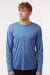 AllPro 48400 Mens Pro Lock Performance Long Sleeve Crewneck T-Shirt Heather Royal Blue Model Front