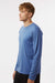 AllPro 48400 Mens Pro Lock Performance Long Sleeve Crewneck T-Shirt Heather Royal Blue Model Side