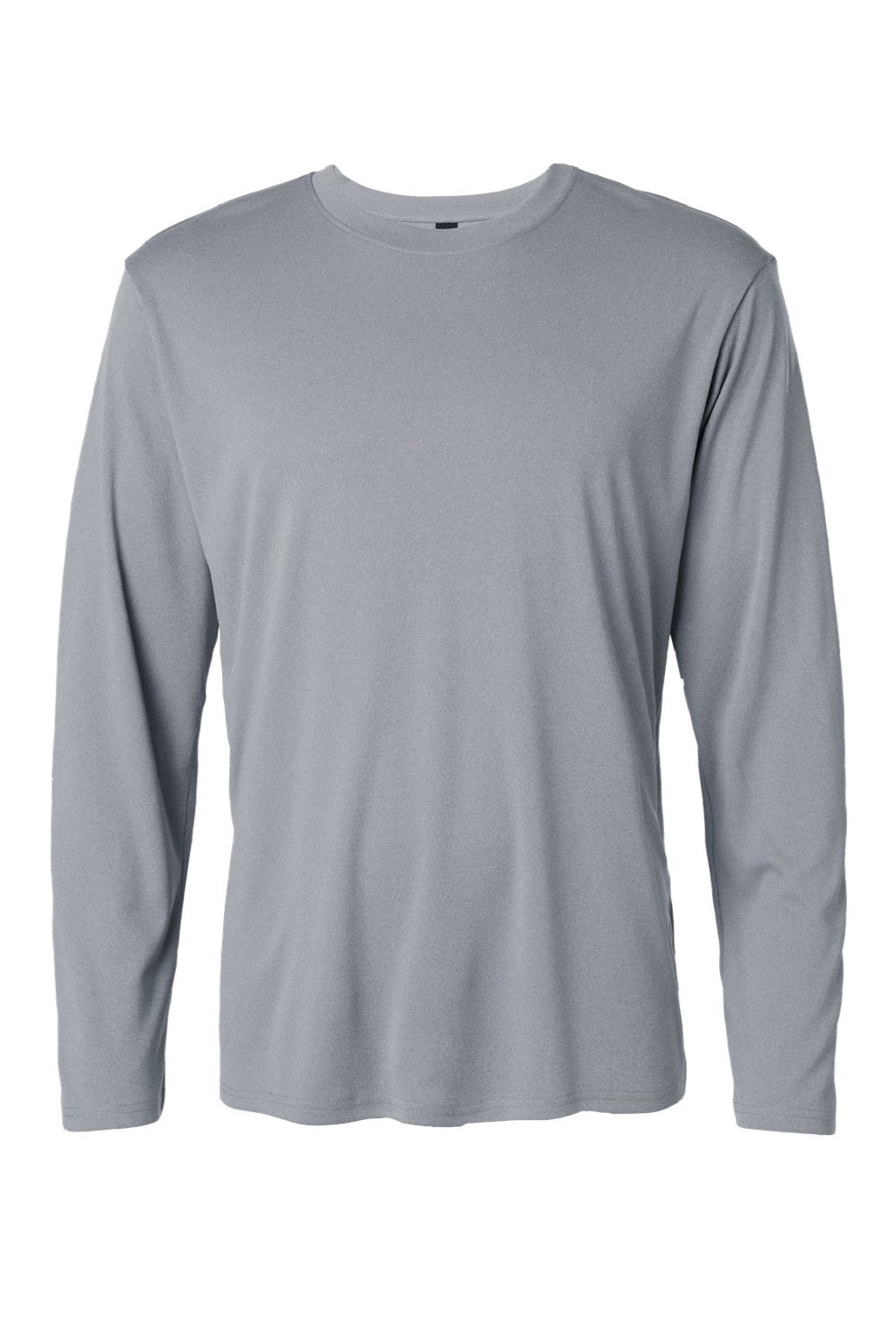 AllPro 48400 Mens Pro Lock Performance Long Sleeve Crewneck T-Shirt Heather Steel Grey Flat Front