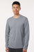 AllPro 48400 Mens Pro Lock Performance Long Sleeve Crewneck T-Shirt Heather Steel Grey Model Front