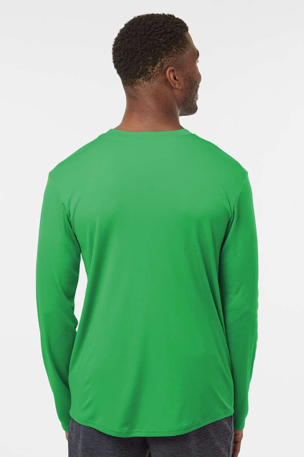 AllPro 48400 Mens Pro Lock Performance Long Sleeve Crewneck T-Shirt Kelly Green Model Back