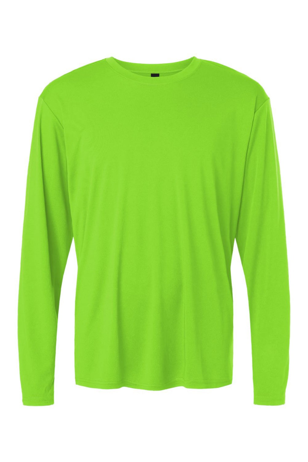 AllPro 48400 Mens Pro Lock Performance Long Sleeve Crewneck T-Shirt Lime Green Flat Front