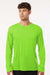 AllPro 48400 Mens Pro Lock Performance Long Sleeve Crewneck T-Shirt Lime Green Model Front