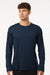 AllPro 48400 Mens Pro Lock Performance Long Sleeve Crewneck T-Shirt Navy Blue Model Front