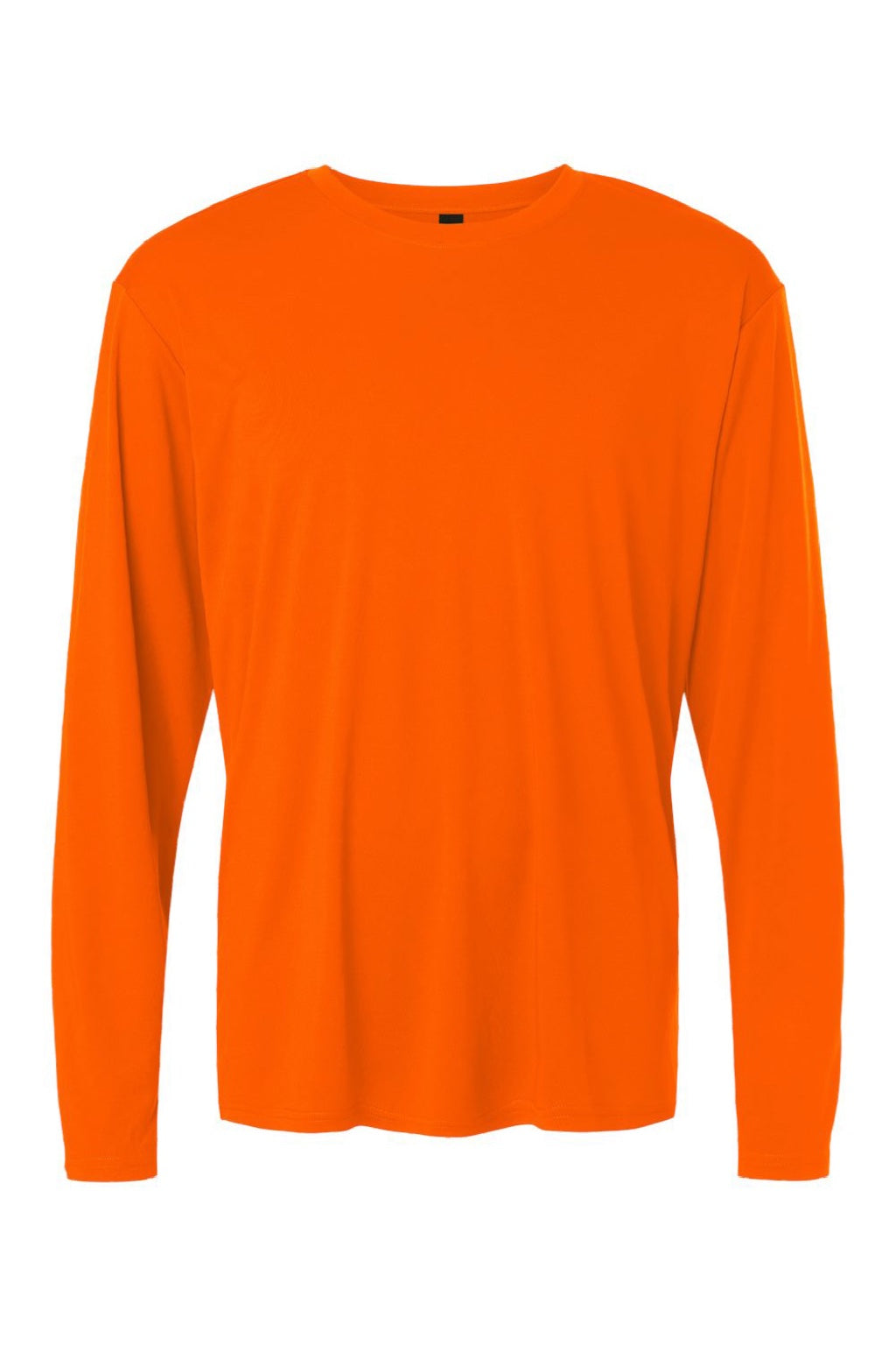 AllPro 48400 Mens Pro Lock Performance Long Sleeve Crewneck T-Shirt Neon Orange Flat Front