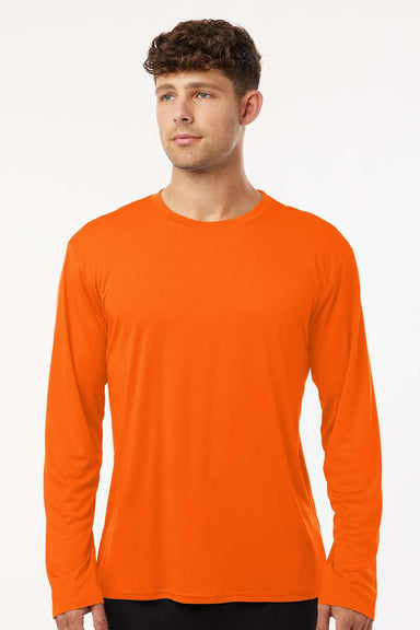 AllPro 48400 Mens Pro Lock Performance Long Sleeve Crewneck T-Shirt Neon Orange Model Front
