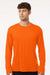 AllPro 48400 Mens Pro Lock Performance Long Sleeve Crewneck T-Shirt Neon Orange Model Front