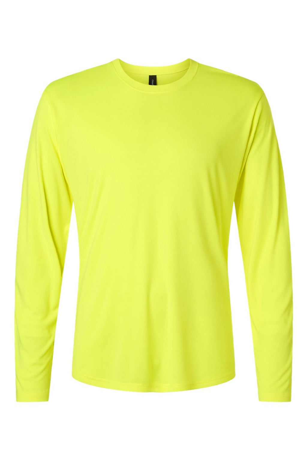 AllPro 48400 Mens Pro Lock Performance Long Sleeve Crewneck T-Shirt Neon Yellow Flat Front