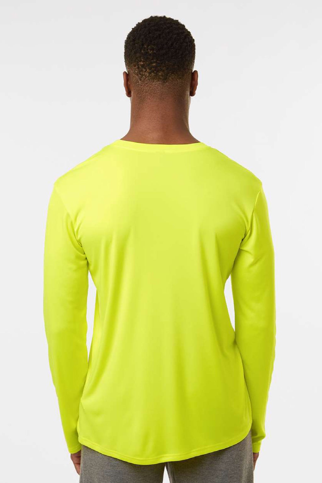 AllPro 48400 Mens Pro Lock Performance Long Sleeve Crewneck T-Shirt Neon Yellow Model Back