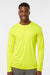 AllPro 48400 Mens Pro Lock Performance Long Sleeve Crewneck T-Shirt Neon Yellow Model Front