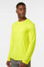 AllPro 48400 Mens Pro Lock Performance Long Sleeve Crewneck T-Shirt Neon Yellow Model Side