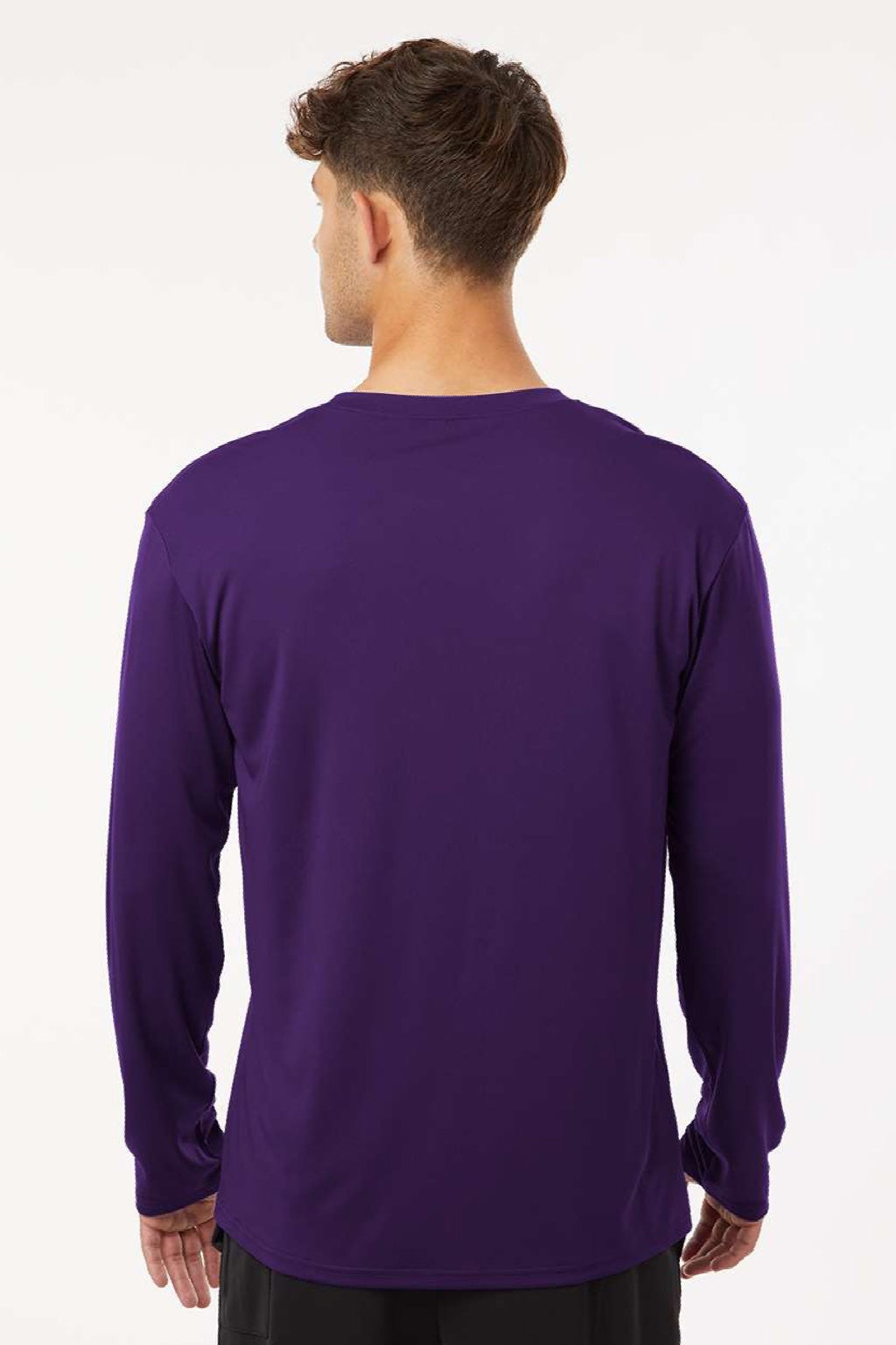 AllPro 48400 Mens Pro Lock Performance Long Sleeve Crewneck T-Shirt Purple Model Back