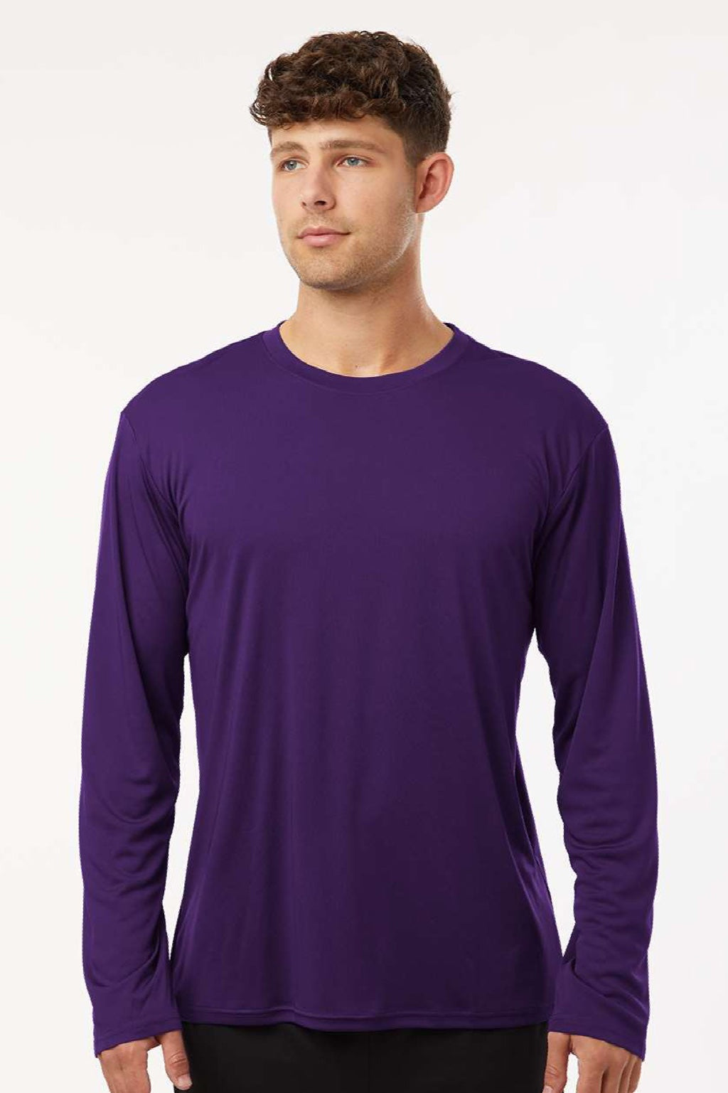 AllPro 48400 Mens Pro Lock Performance Long Sleeve Crewneck T-Shirt Purple Model Front