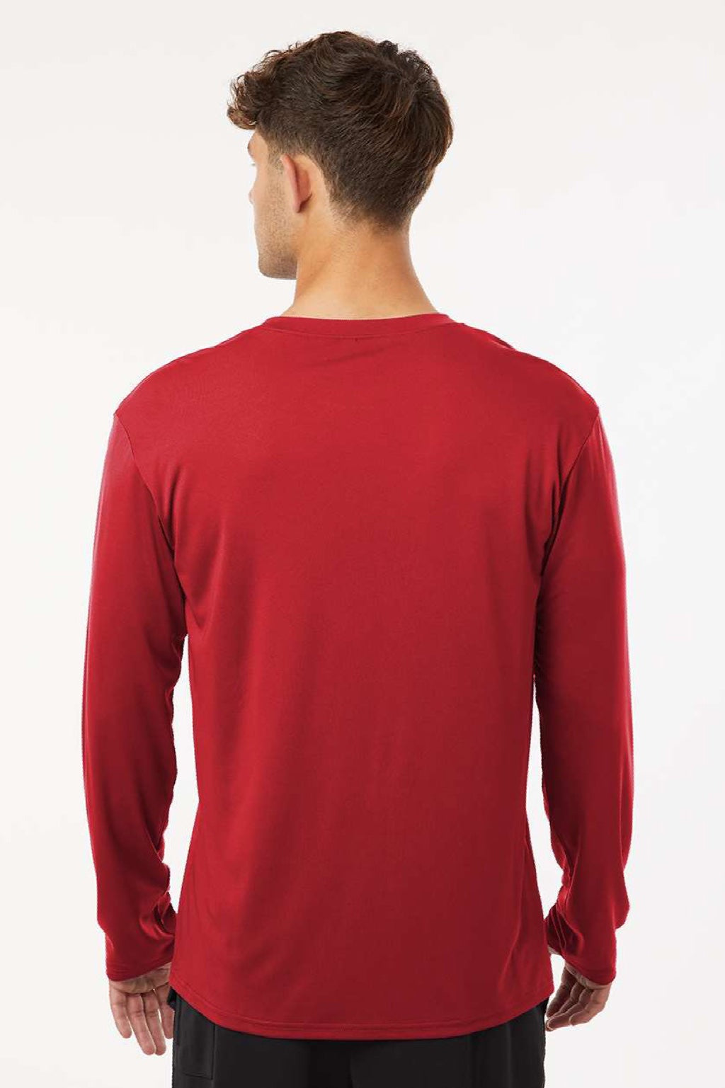 AllPro 48400 Mens Pro Lock Performance Long Sleeve Crewneck T-Shirt Red Model Back