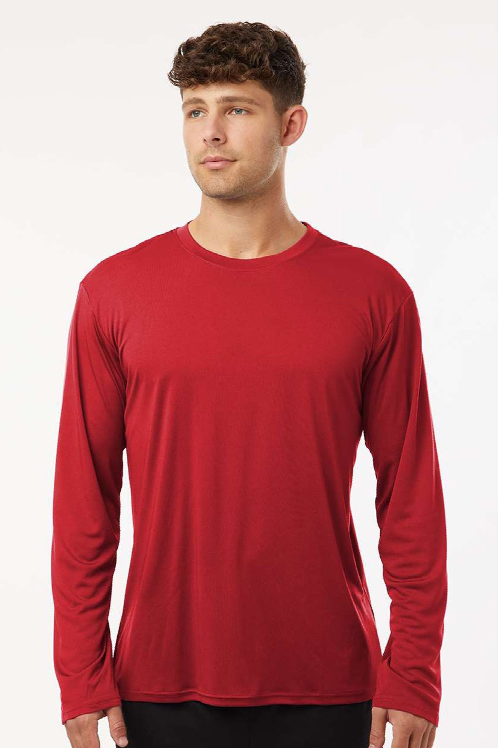 AllPro 48400 Mens Pro Lock Performance Long Sleeve Crewneck T-Shirt Red Model Front