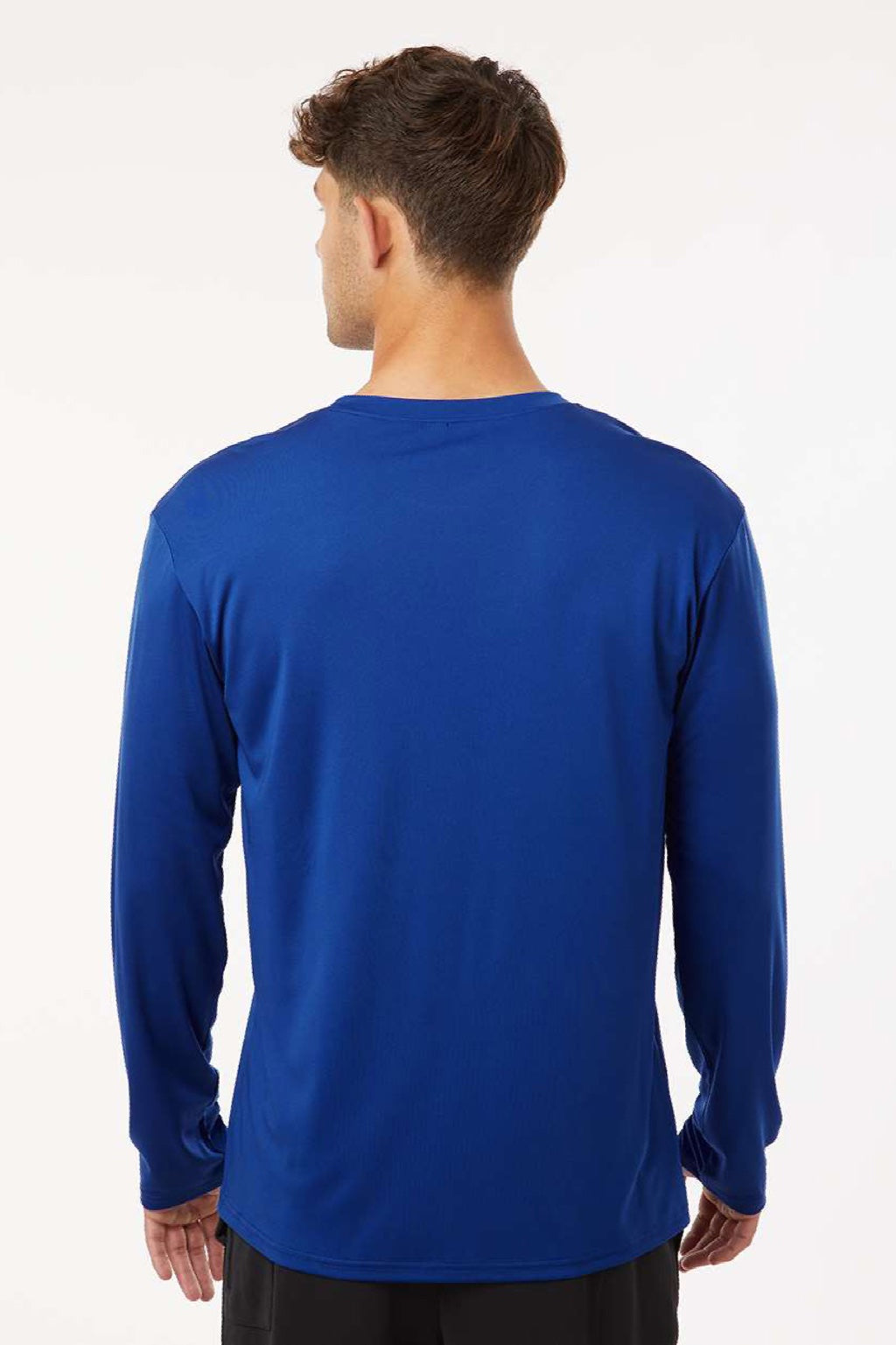 AllPro 48400 Mens Pro Lock Performance Long Sleeve Crewneck T-Shirt Royal Blue Model Back