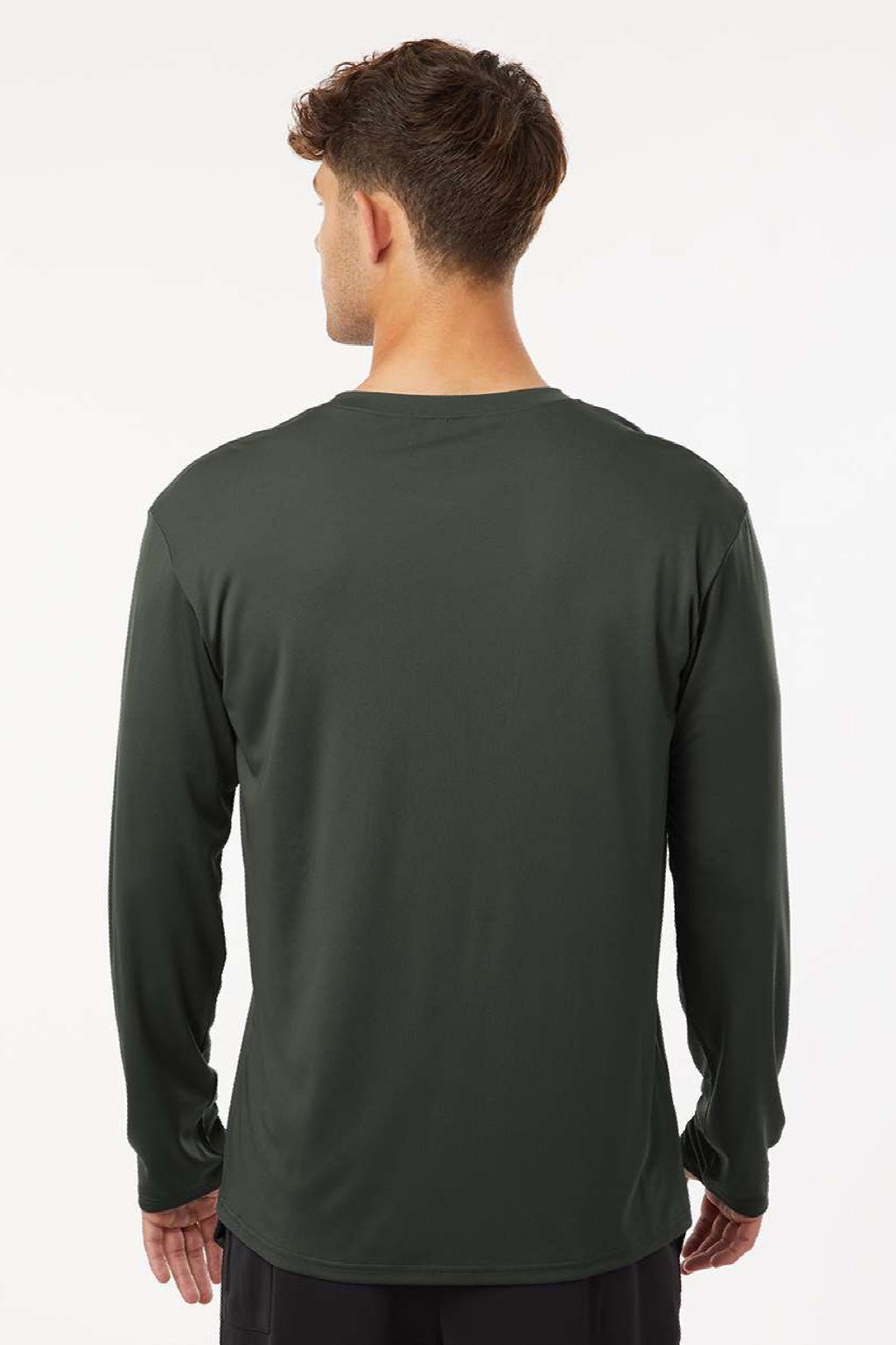 AllPro 48400 Mens Pro Lock Performance Long Sleeve Crewneck T-Shirt Smoke Grey Model Back