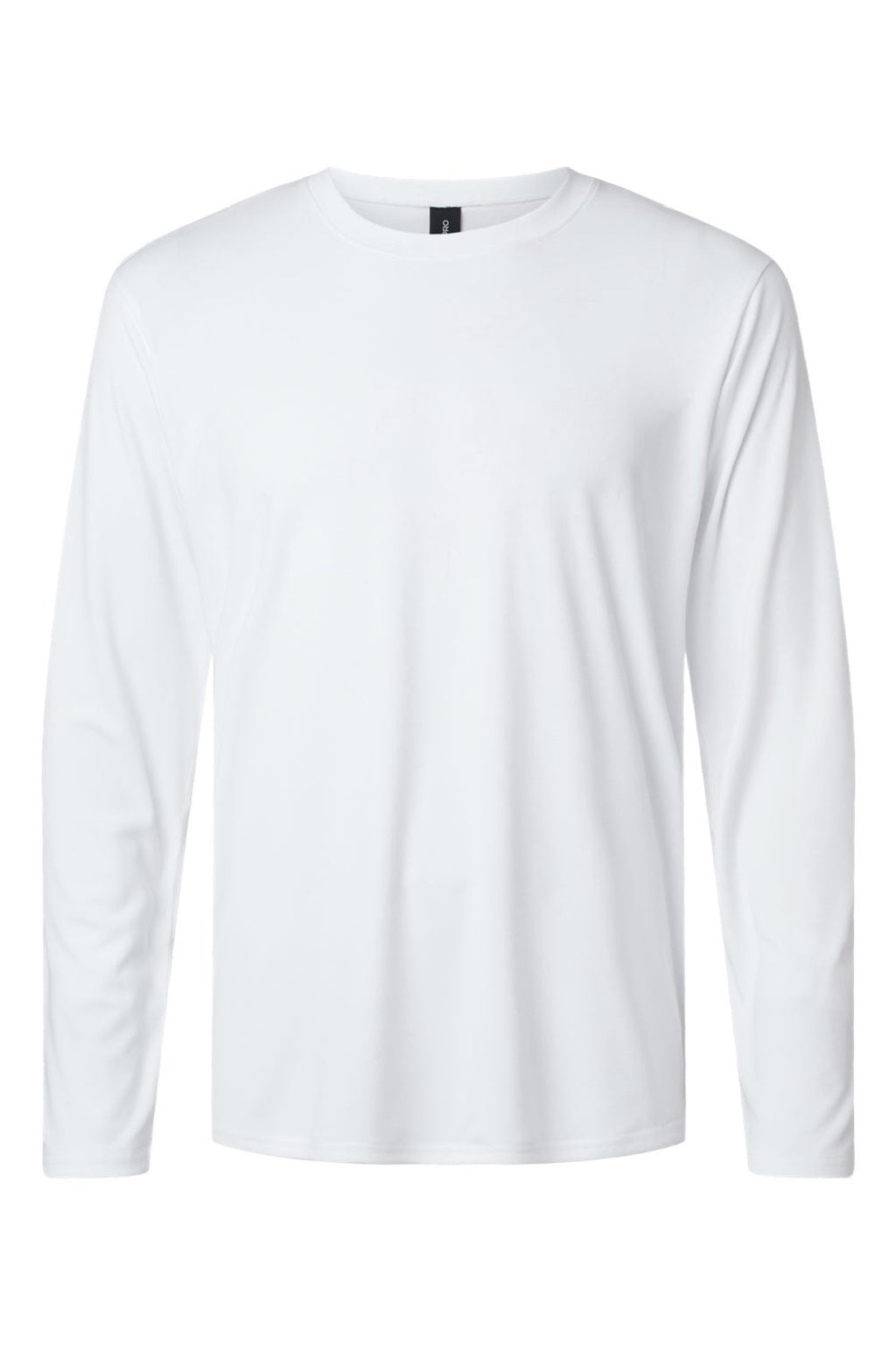 AllPro 48400 Mens Pro Lock Performance Long Sleeve Crewneck T-Shirt White Flat Front