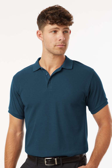 AllPro 62800 Mens Pique Short Sleeve Polo Shirt Atlantic Blue Model Front